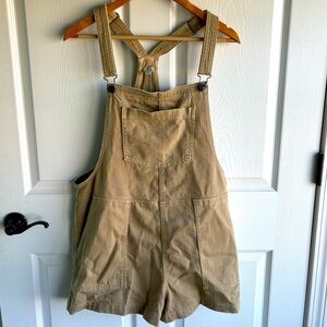 Aerie Twill Tan Short Overalls EUC